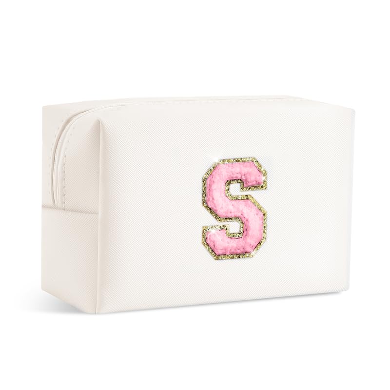 SEFORICO Small Makeup Bags for Women - Waterproof Leather Cosmetic Bag A-Z Personalized Bag Portable Travel Women's Purse Girls Gifts