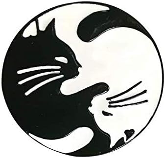 Tennessee526 Women Mens Brooch Pin Decor Gift Dress Accessories Cute Black White Hugging Cat Enamel Brooch Pin Denim Jacket Collar Badge Gift