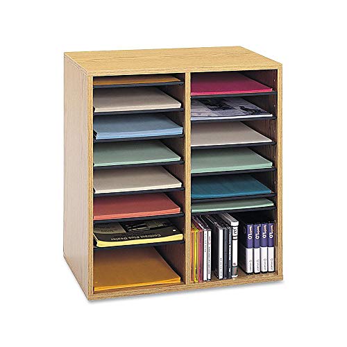 Safco Products Wood Adjustable Literature Organizer, 16 Compartment
