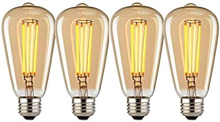 Vintage Edison Bulbs, KingzMade 60w Dimmable Industrial Pendant Filament Light Bulbs with Vintage Antique Style Design for Pendant Lighting, Wall Sconces, Ceiling Fan and Chandeliers (4 Pack)