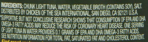 CHICKEN OF THE SEA CHUNK LIGHT TUNA IN WATER, WILD CAUGHT TUNA, 5-OUNCE CAN (PACK OF 1)