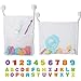 Sunny Jean Bath Toys Organizer Thickened Mesh Bag Bathtub Toys Storage Net for Baby Quick Dry Kids Bathtub Toy Holder Clean Without Mold Cartoon|incl. Vacuum Suction Cups+36(A~Z+0~9) (Double White)