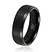 Will Queen 6mm Men's Black Matte Tungsten Wedding Bands with Step Edges Comfort Fit Design Engagement Rings for Couples Personalized Anniversary Unique Wedding Ring (8)