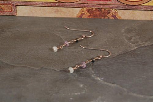 Twilight Waves Collection Dangle Earrings - Sterling Silver - Moonstone - Amethyst - Black Spinel - Gemstone - Wire Wrap - Art Jewelry