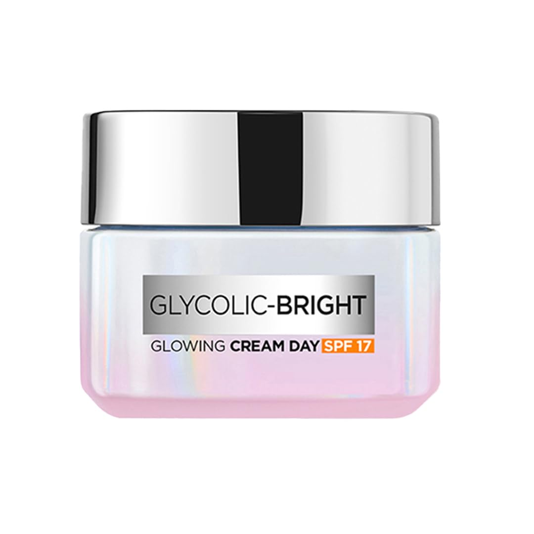 L'Oréal Paris Glycolic Bright Day Cream with SPF 17, 15ml |Skin Brightening Cream with Glycolic Acid that Visbily Minimizes Spots & Reveals Even Toned Skin