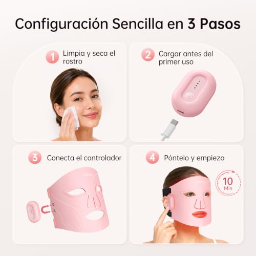 XSSNVV NVV04 Home Skin Care Wireless LED Facial Mask | Flexible Silicone LED Mask with 4 Light Modes, 850nm Near Infrared, 272 LEDs, Includes Eye Protectors