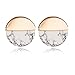 Zealmer Women 16K Gold Plated Marble Stone Round Stud Earring