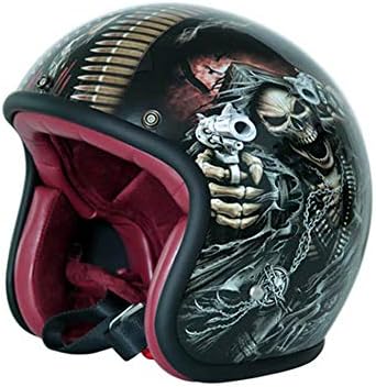 Sunzy Harley motorcycle helmet adult, retro men and women evergreen fiberglass 3/4 open face motorcycle helmet in line with DOT approval,M