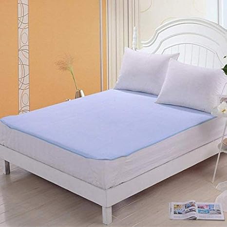 HomeStore-YEP Waterproof Mattress Protector Hypoallergenic Double Bed King Size Cover (babycare, Color - Blue, Size-72x75)