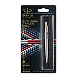 Parker Jotter Stainless Steel Gt Ball Pen (Chrome) Fine Nib - 100% Original, New - Blue Medium Refill