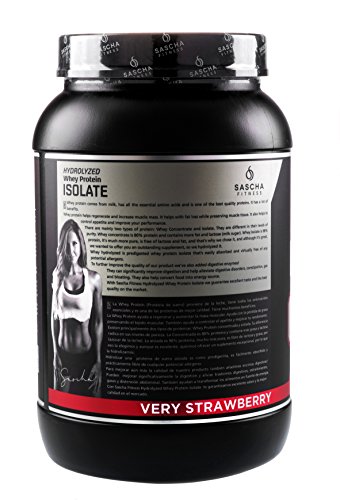 Sascha Fitness Hydrolyzed Whey Protein Isolate,100% Grass-Fed (2 Pounds, Strawberry) ...