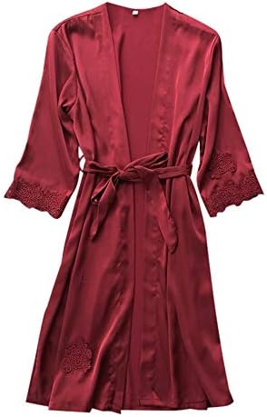 UOKNICE SEXY Lingerie Women Silk Lace Robe Dress Babydoll Nightdress Sleepwear Kimono