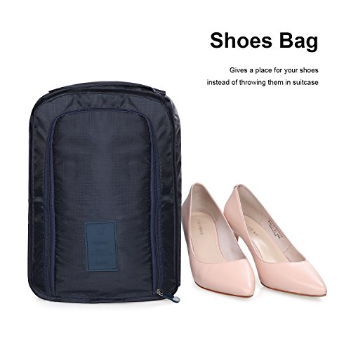Swify Packing Cubes Set 7 for Travel Luggage Organizer with Toiletry Bag & Shoes Bags, Heavy Duty Compression Packing Pouches (Navy Blue)