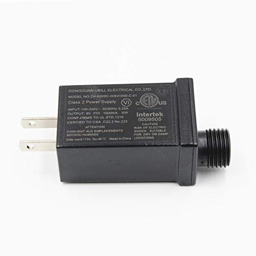 6V LED Power Supply Low Voltage LED Transformer Class 2 Power Supply Waterproof IP44 Seasonal Use LED Driver US Plug LED Adapter For String Light, Projector Light, Lawn Lamp (6V1A)