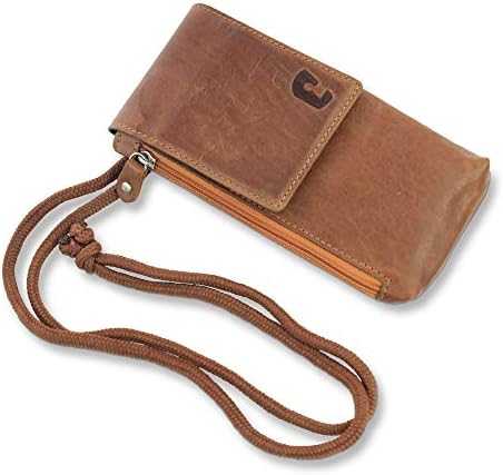 Leather Phone Pouch - Neck Wallet - Travel
