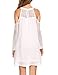 ACEVOG Women's Cold Shoulder Lace Chiffon Mini Patchwork Loose Casual Dress,White,Large