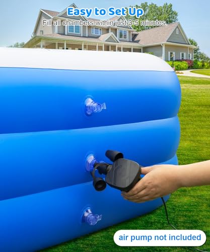 Extra Large Inflatable Swimming Pool - 145" X 74" X 22" Oversized Thickened Blow Up Pool for Kids and Adult, Kiddie Pool for Backyard, Easy Setup & Portable