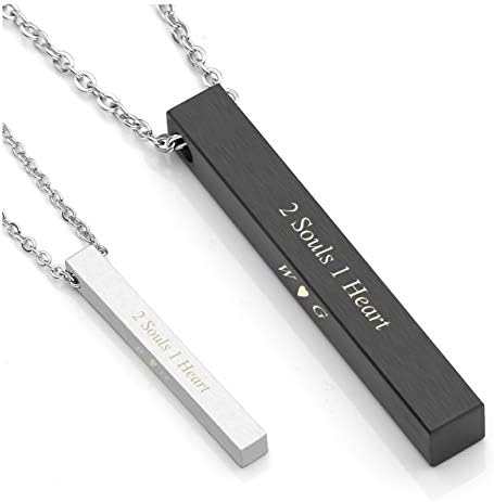 Personalized Master Free Engraving Custom Engraved Initial Name Stainless Steel Vertical Bar Couples Necklaces Birthday Gift