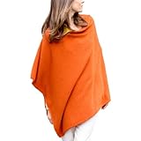 Parisbonbon Women's 100% Cashmere Crew Neck Draped Poncho