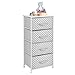mDesign Tall Dresser Storage Tower Stand with 4 Removable Fabric Drawers - Steel Frame, Wood Top Organizer for Baby, Kid, and Teen Bedroom, Nursery, Playroom, or Dorm - Gray/White Polka Dot