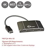 SIIG 3 Port DisplayPort to HDMI MST Hub 4K UHD - 1x3 DP to HDMI Muti Monitor Splitter - Multi-Stream Transport (MST) Technology - Ultra HD up to 3840x2160 @ 30Hz (4K) - Mirror, Extended, Video Wall
