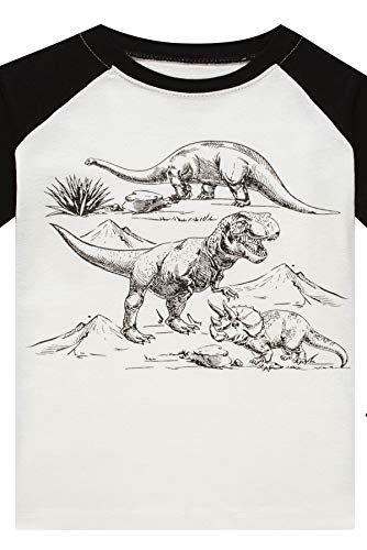 Little Boys Pajamas Set for Toddler Cotton Clothes 4-Pieces Dinosaur 7T Sleepwear Kids Casual Long Sleeve Pjs Set (Dinosaur,7)