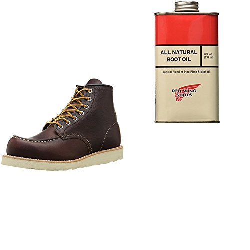 Red Wing Heritage Moc 6" Boot and Boot Oil, Briar Oil Slick,7.5 D(M)