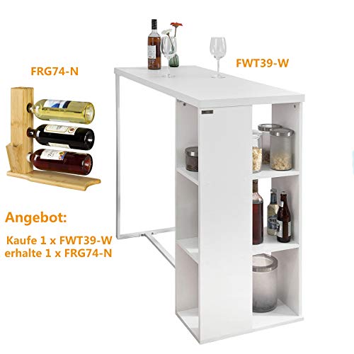 SoBuy® FWT39-W Bartisch Beistelltisch Stehtisch Küchentheke Küchenbartisch mit 3 Regalfächern, weiß, BHT ca… – Bild 6