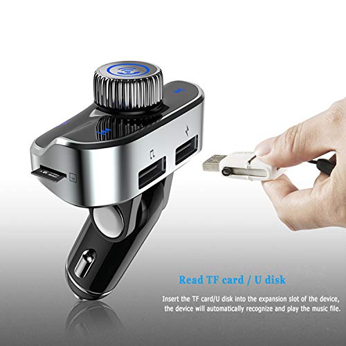 TCPF Bluetooth am FM Transmitter Receiver for Cell Phone, Wireless Aux Car Mp3 Player, Universal car Charging Adapter with Dual USB,Hands Free Calling for All Smartphones