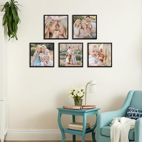 Ditwis Photo Frame 25 x 25 cm Black, Square Frame Suitable for Photos, Pictures and Memories, Horizontal or Vertical Exposure on Wall or Table