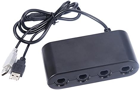 GameCube Controller Adapter for Nintendo Wii U and PC USB - 4 Ports Connection Tap Converter for Multi-Player Games Black