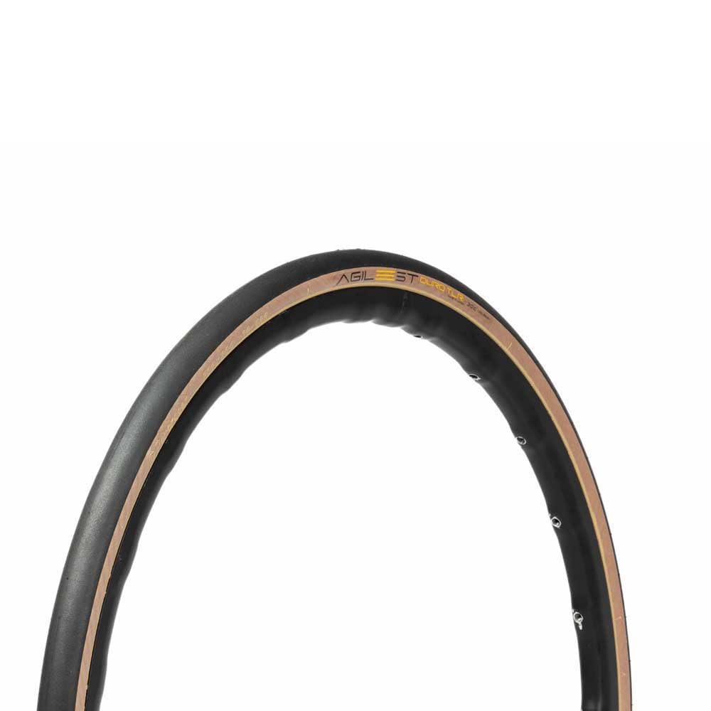 Panaracer Agilest Duro Tlr - Tubeless Ready - Increased Puncture Protection - High Grip, Low Resistance, High Performance Road Tyre - 700 X 25C Black/Amber