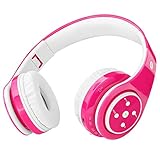 Wireless Bluetooth Headphones for Kids Boys Girls Over Ear,Built-in Mic,Stereo Sound,3.5mm Audio Jack Cable for Pc Tablet Cellphone(Pink)