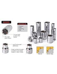 GearWrench 83000 68 pieza 1 4 inch y 3 8 Inch SAE Metric (estándar Deep) Juego de llaves de vaso