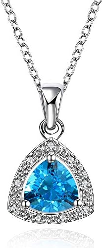 Gorgeous Jewelry Triangle Shape High-grade Blue Crystal Lover Diamond Accented Necklace