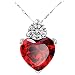 Haluoo Heart Crystal Necklace, Dainty Love Heart Red Garnet Crystal Pendant Necklace Delicate Cubic Zirconia Diamond Clavicle Necklace Sterling Silver Chain Necklace for Women Jewelry (Silver)thumb 1
