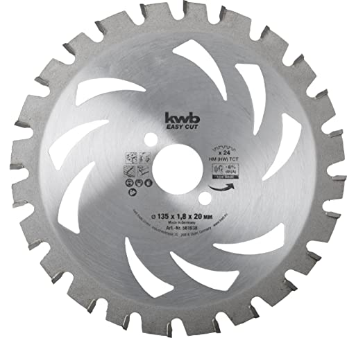 kwb lame de scie circulaire 135 x 20 mm, Made in Germany, facile à manier, spécialement pour les machines sans fil, lame de scie universelle pour p.ex. les métaux, le bois et les matières plastiques