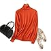 Betusline Women Fashion Basic Solid Turtleneck Sweater Pullover Orange,US 10
