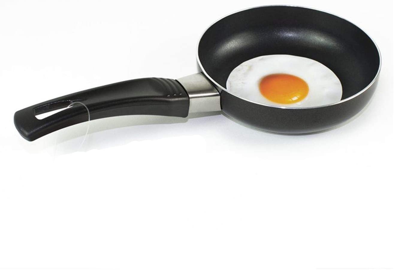 eMKay® 12cm Mini Black Alluminium Frying Pan Perfect for Frying Eggs, Portable Camping Cooking Frying Pan