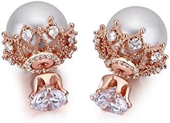 MALANDA brand fashion imitation-pearls stud earrings for women with excellent zircon earrings jewelry (rose gold plated)