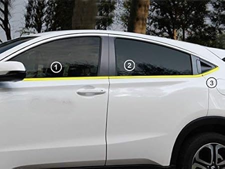 Amazon Honda Vezel ホンダヴェゼル ベゼル カスタム外装パーツ サイドドア ストリップ メッキモール ウィンドトリム ドア差しモール 6p インテリアパネル 車 バイク