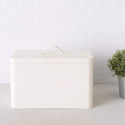 Home Basics CS47554 Trellis Tin, Ivory Bread Box, One Size