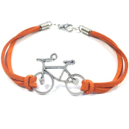 Leather Bicycle Bracelet, Orange