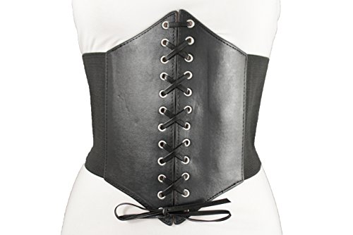 TFJ Women Fashion Corset Belt Elastic Band Hip High Waist Extra Wide S M Black