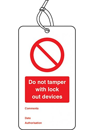 Caledonia Signs 55073 Lockout Tag, do not Tamper with Lock Out Devices, 80 mm x 150 mm (Pack of 10)