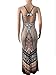 Adogirl Women's Spaghetti Strap Backless Bodycon Floral Aztec Print Maxi Dress S