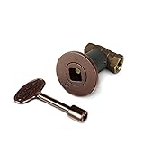 1/2 Inch Straight Decorative Gas Key Valve Kit with Antique Copper Floor Plate Flange and Key