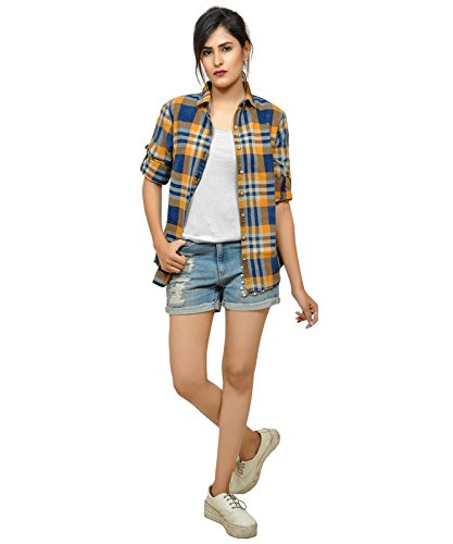 peppers indigo checks women's shirt.