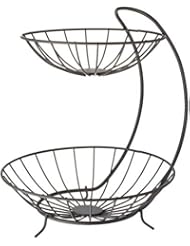 Spectrum Diversified Yumi Arched Server Stacked, 2-Tier Bowls, Dining Table & Kitchen Counter Organizer, Modern Fruit Basket Stand, Industrial Gray