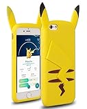 iPhone 5 5s 5c SE/ iPhone 6 6S / iPhone 6 6S Plus Case, Pokemon Go Cartoon Cute Case [Soft Case] Pikachu cute case (Pikachu, iPhone 5/5s/5c/SE (4 inch))